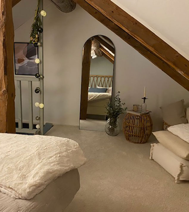 Loft 1700 tals hus som vi har inrett